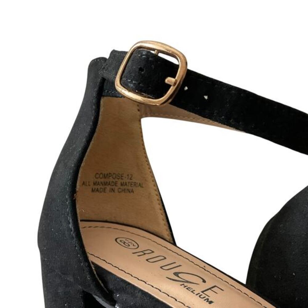 Rouge Helium Shoes Womens‎ Size 8.5 Black Ankle Strap Block Heel Dressy Sandals - Picture 8 of 10